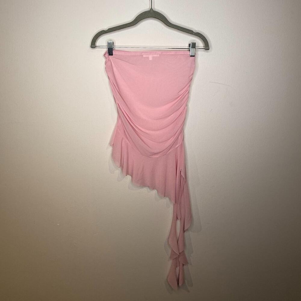Pink Mesh Ruffled Top L - Picture 4 of 5